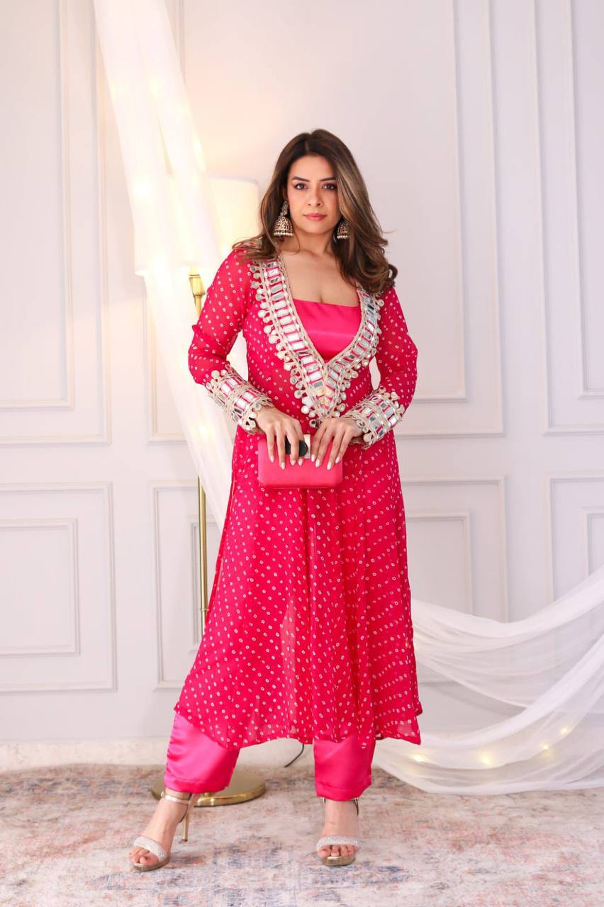 NEW TRENDY THREE PIECE READY TO WEAR KURTA PANT WITH TUBE BLOUSE