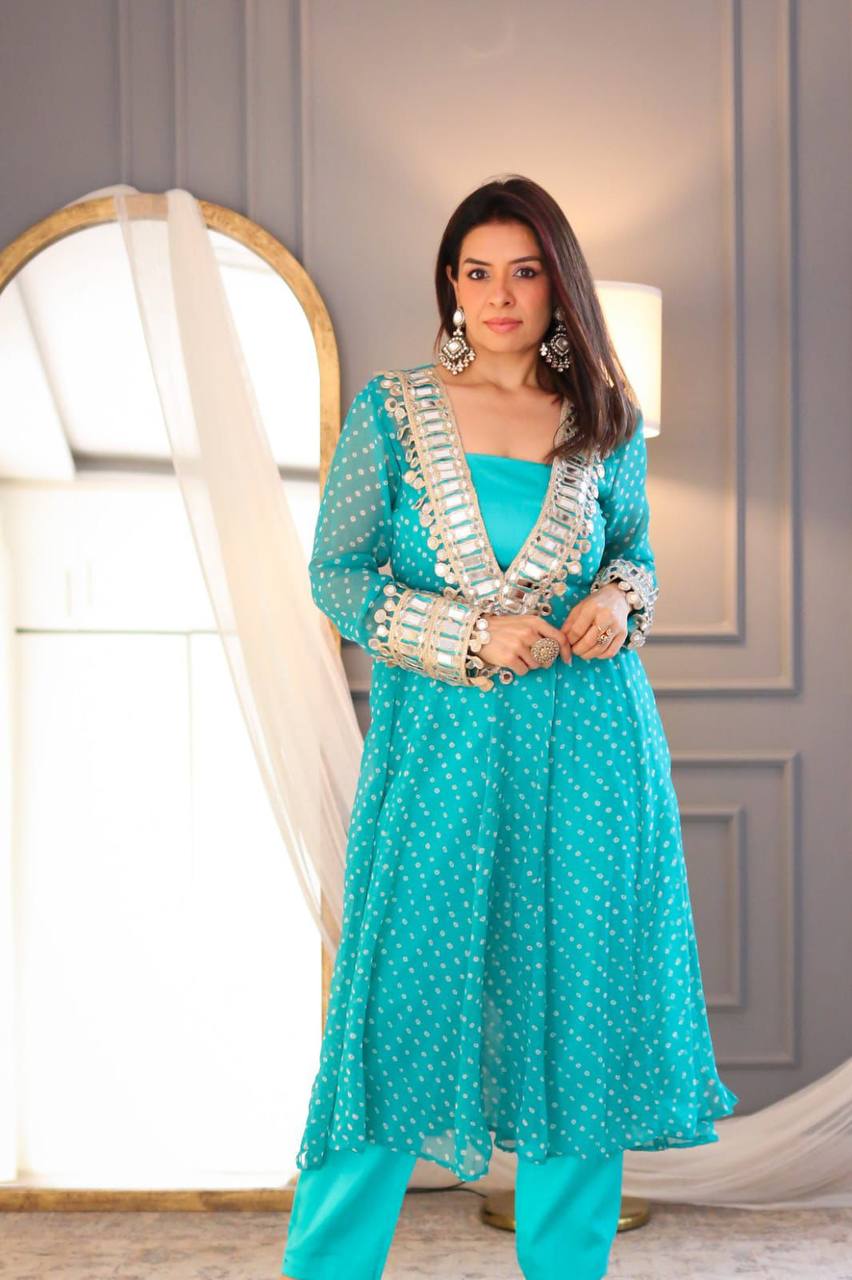 NEW TRENDY THREE PIECE READY TO WEAR KURTA PANT WITH TUBE BLOUSE