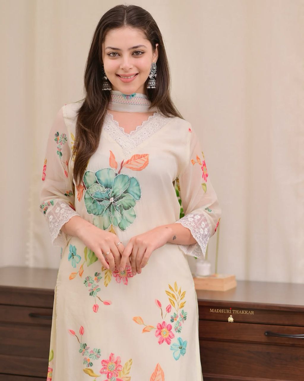 Beautiful Full Handwork Organza Suit Set