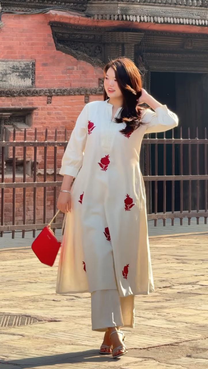 New Graceful Chanderi Embroidered Suit Set