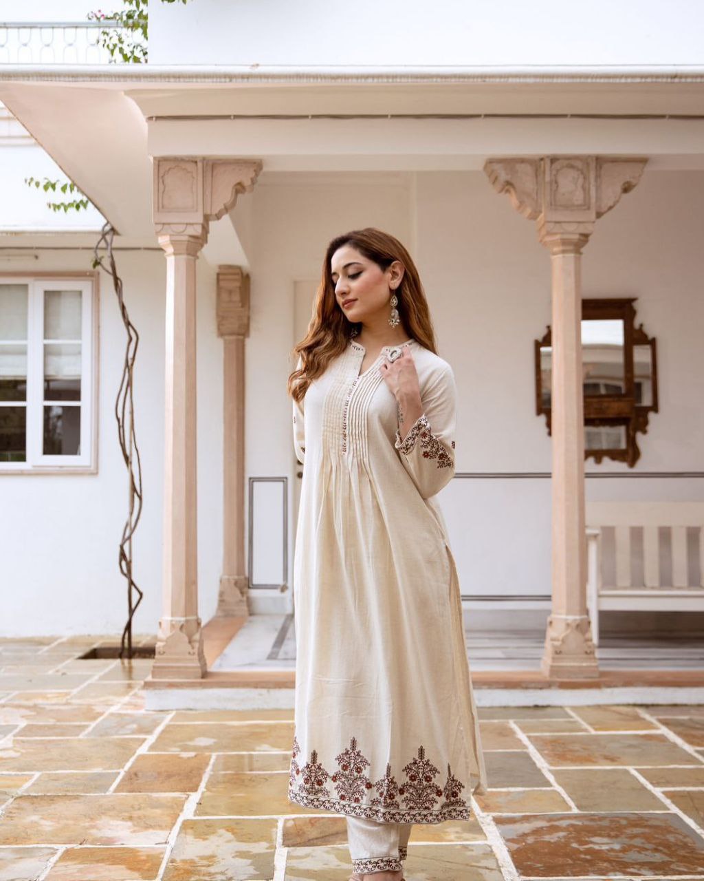 New South Cotton Embroidered Suit Set