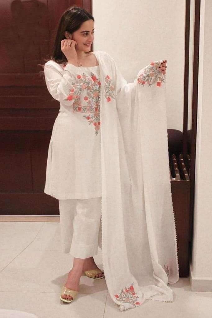 Heavy Faux Georgette Kurta Pant And Dupatta
