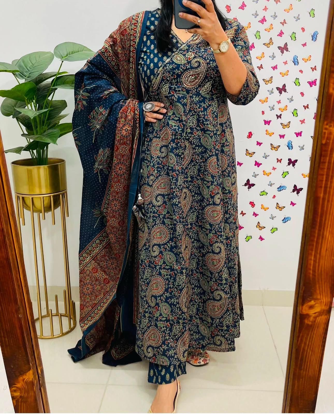 NEW FLORAL KURTI PANT WITH DUPATTA