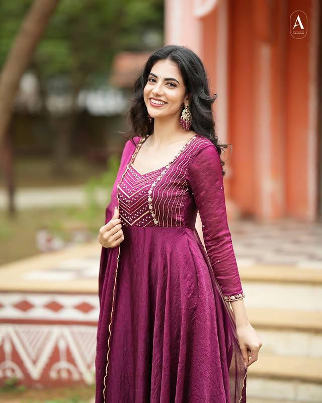 Beutiful Wine Embroidered Anarkali