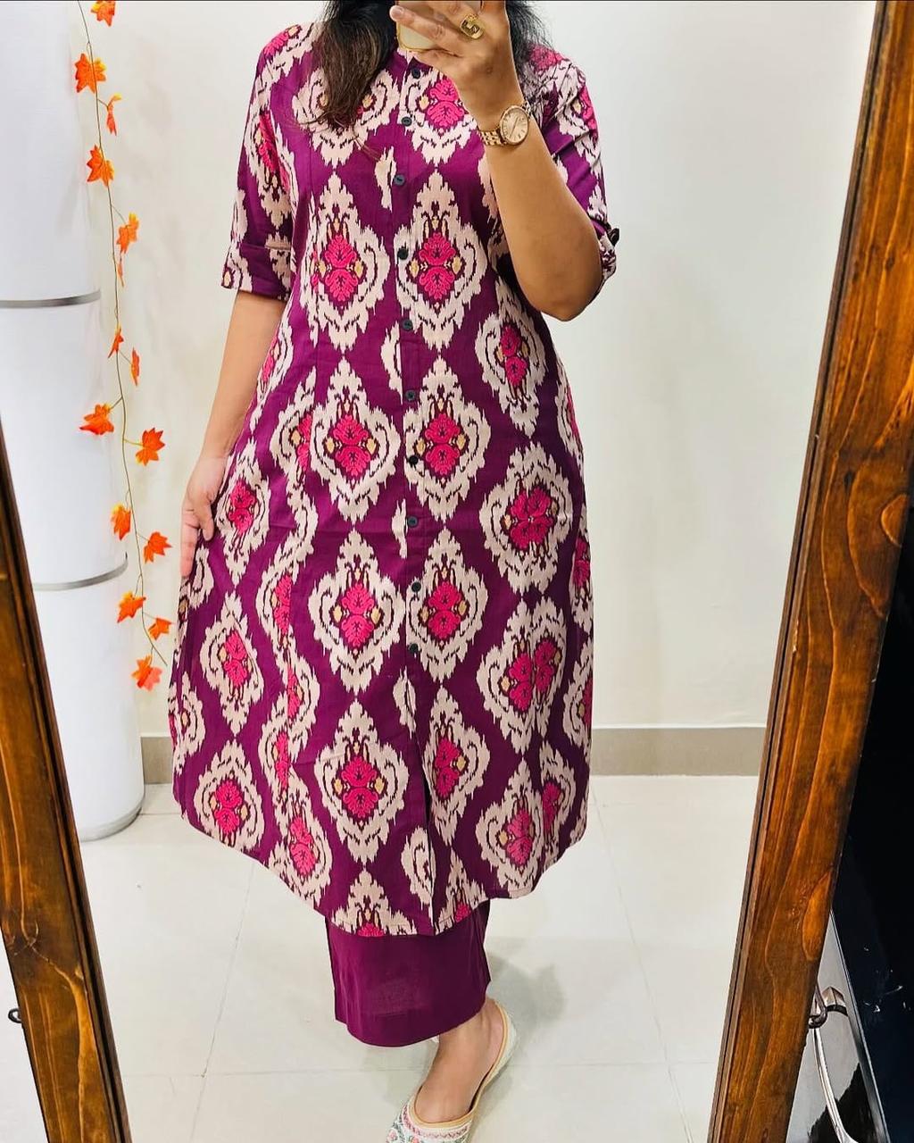 Floral Fine cotton kurti Palazza set