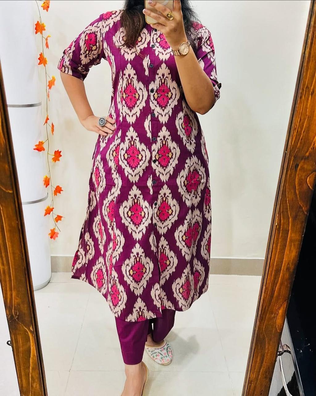Floral Fine cotton kurti Palazza set