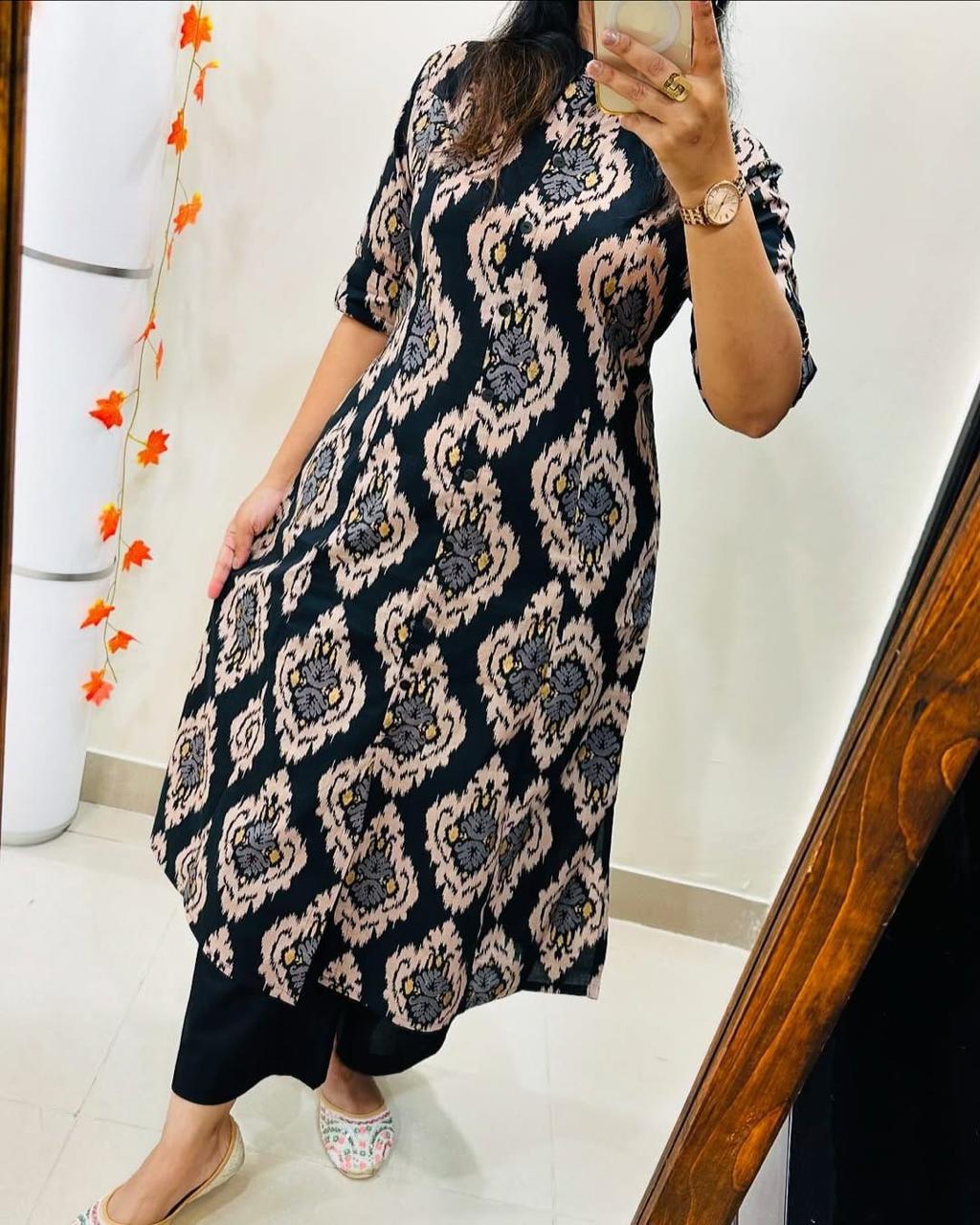 Floral Fine cotton kurti Palazza set