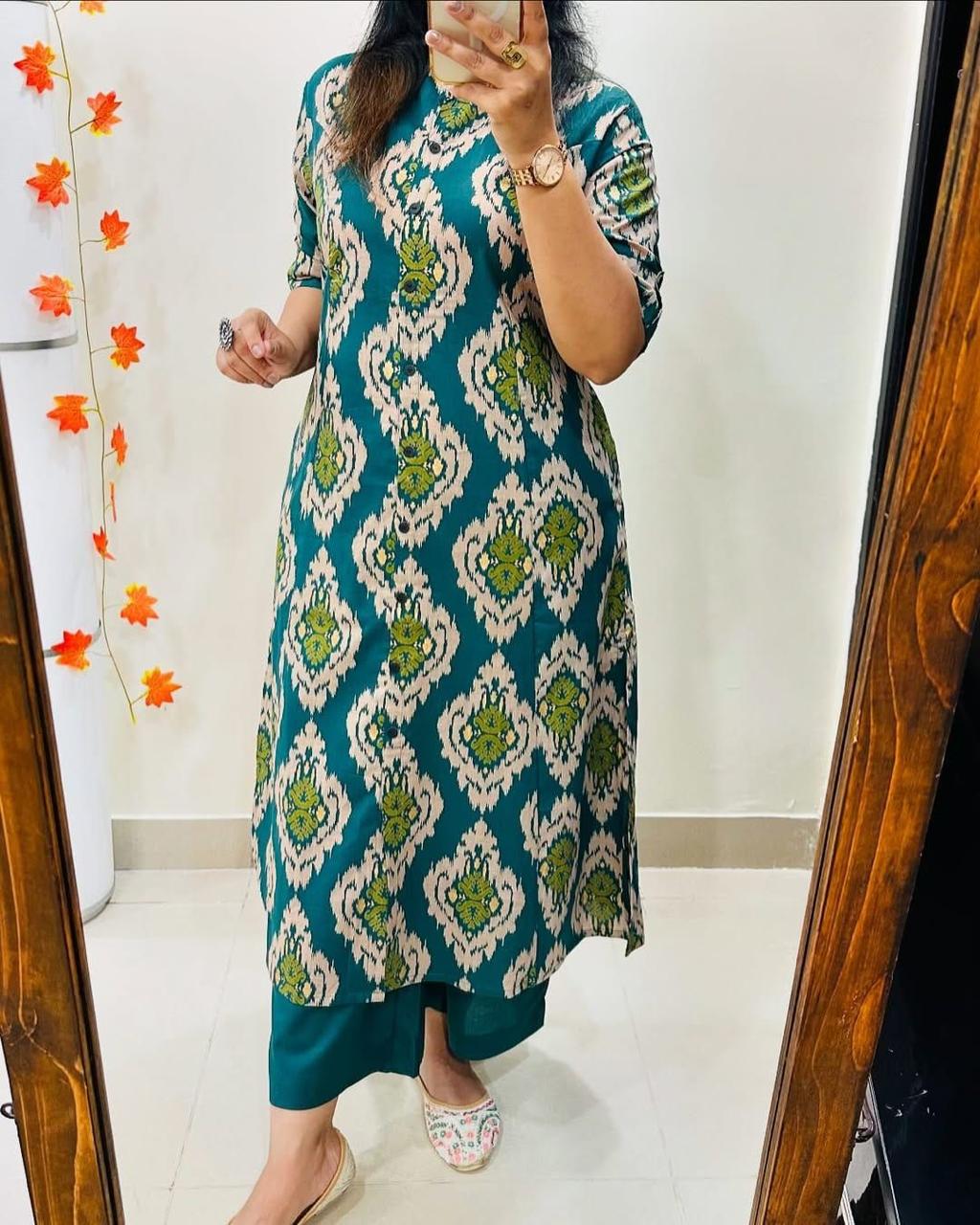 Floral Fine cotton kurti Palazza set