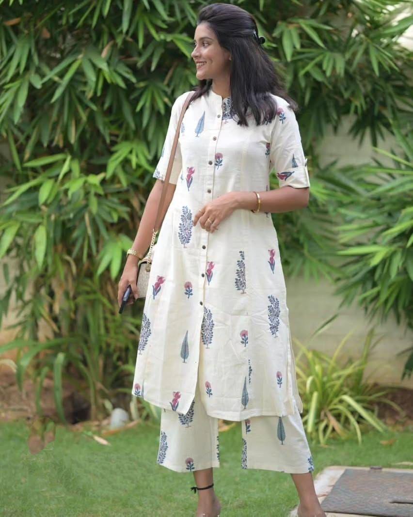 Floral Fine cotton kurti Palazza set