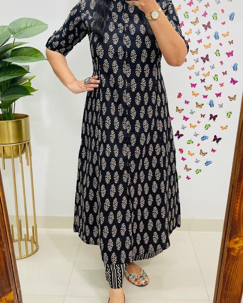 Floral Fine cotton kurti Palazza set