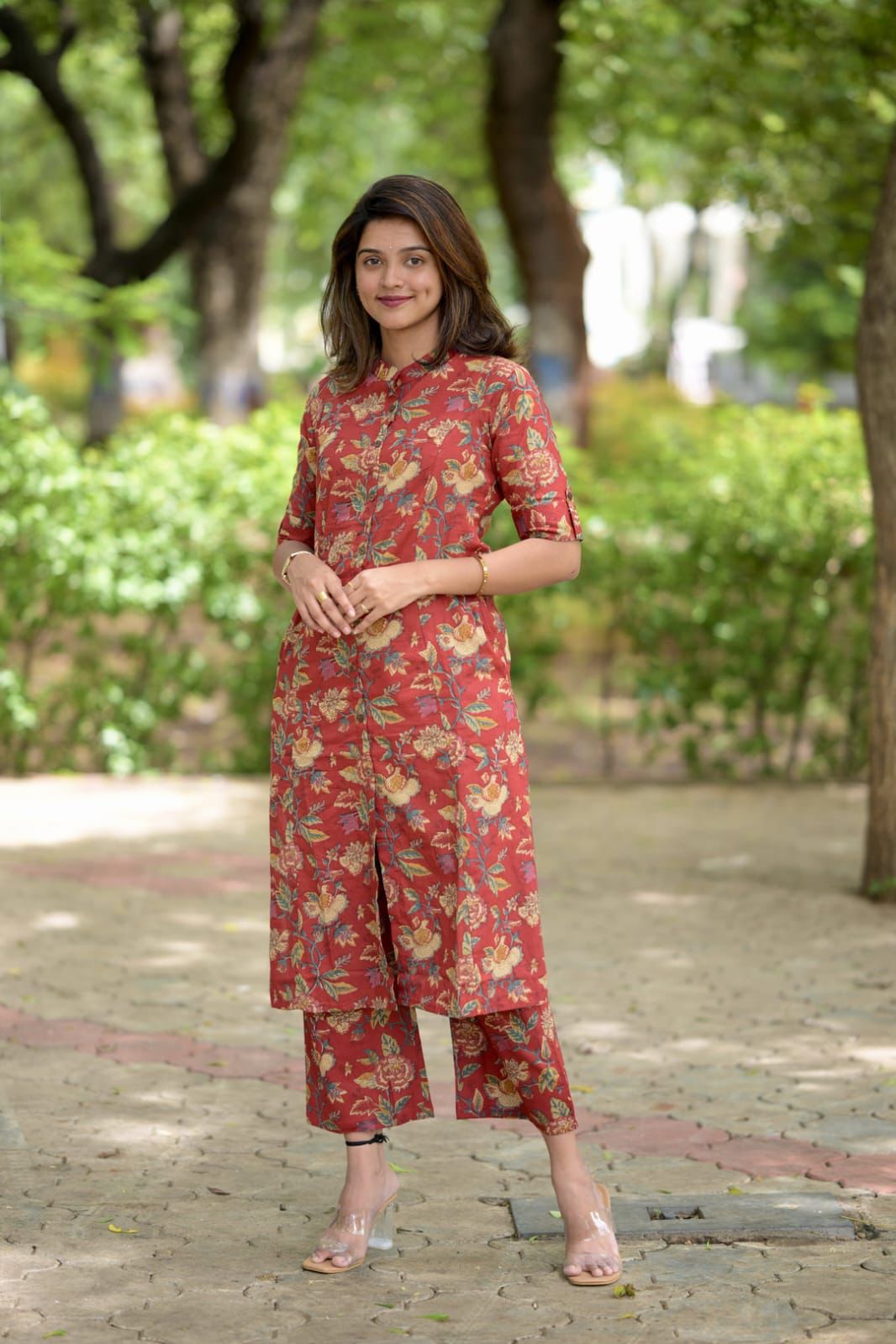 Beautiful Floral Fine Cotton Kurti & Palazzo Co-Ord Set