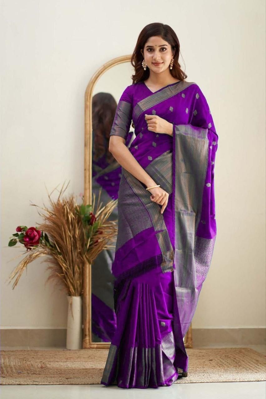 Elegant Soft Lichi Silk Saree with Jacquard Work