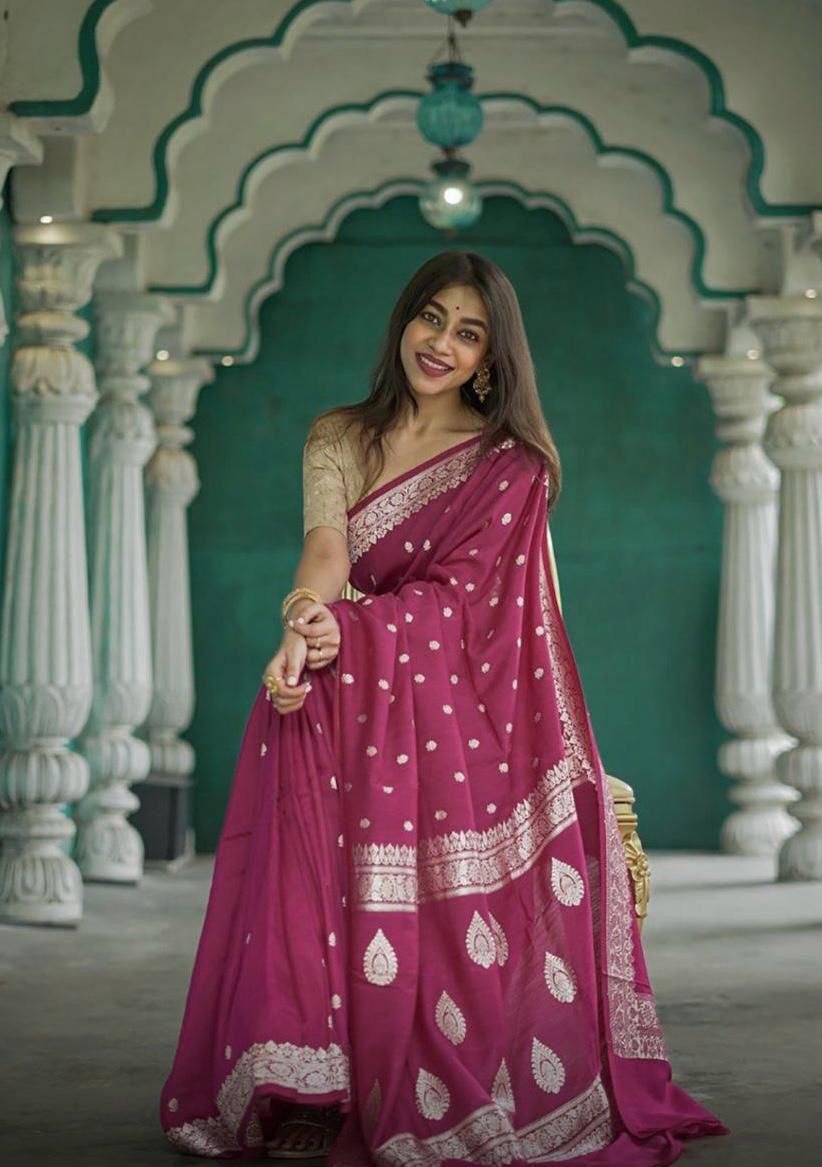 Elegant Soft Lichi Silk Saree with Jacquard Work