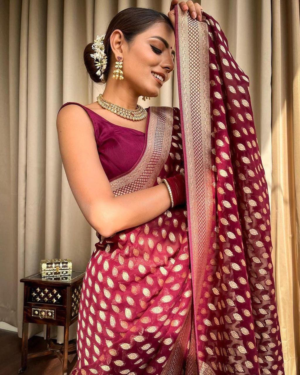 Elegant Soft Lichi Silk Saree with Jacquard Work