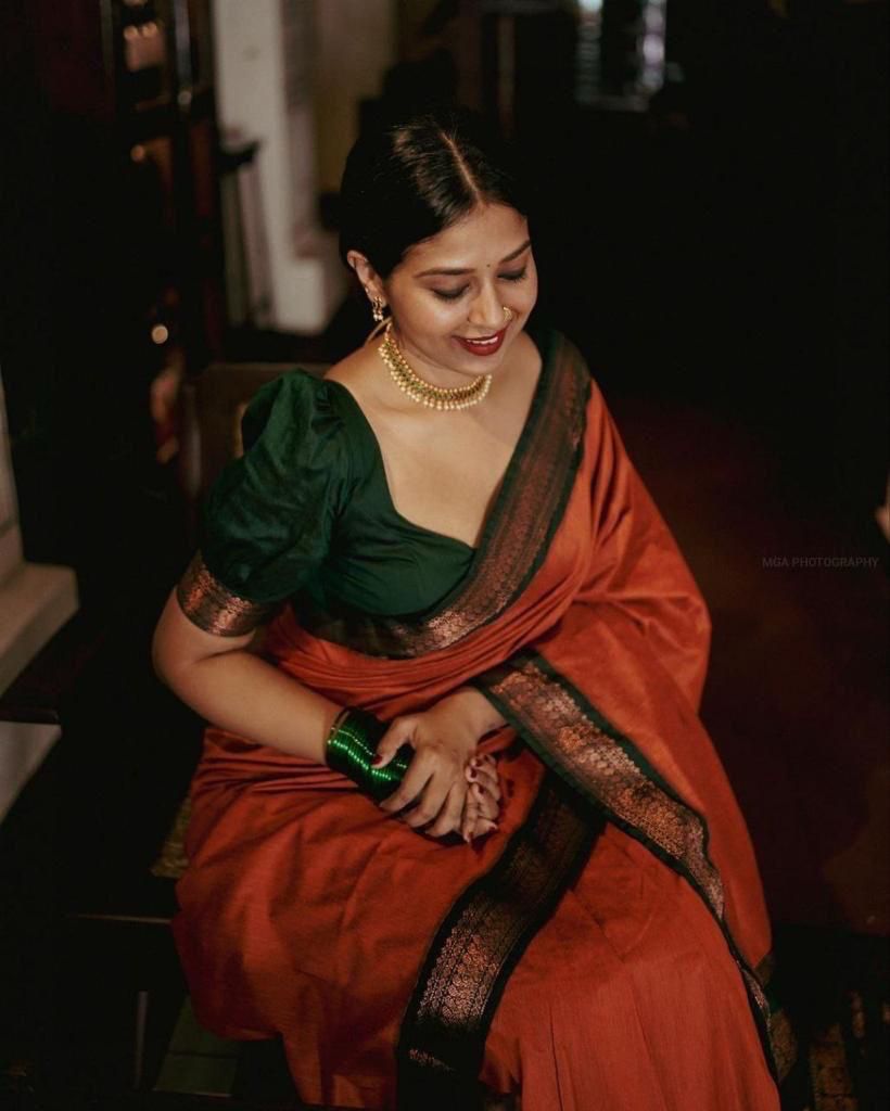Silk Orange Festival Wear Weaving Saree