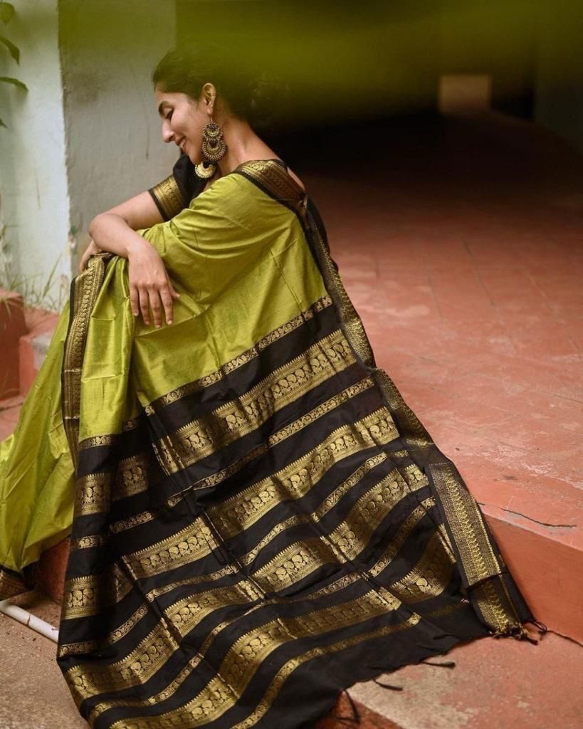 Silk Light Green Festival Wear Weaving Saree