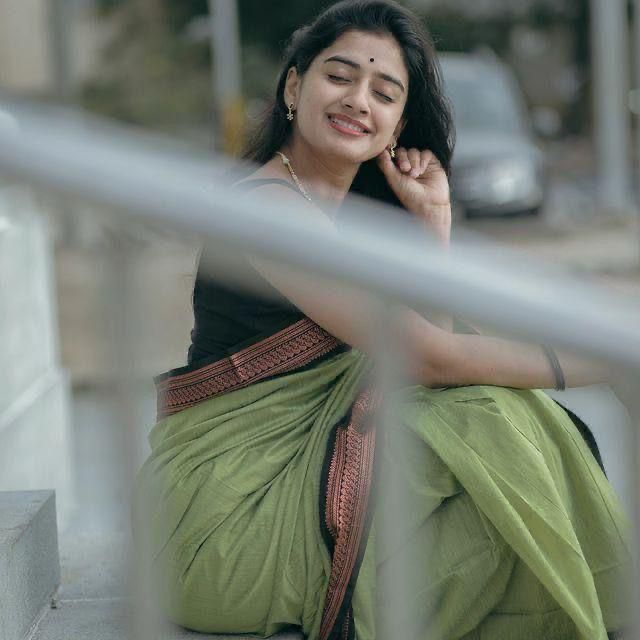 Bottle Green & Green Embellished Kanjivaram Lichi Silk Saree