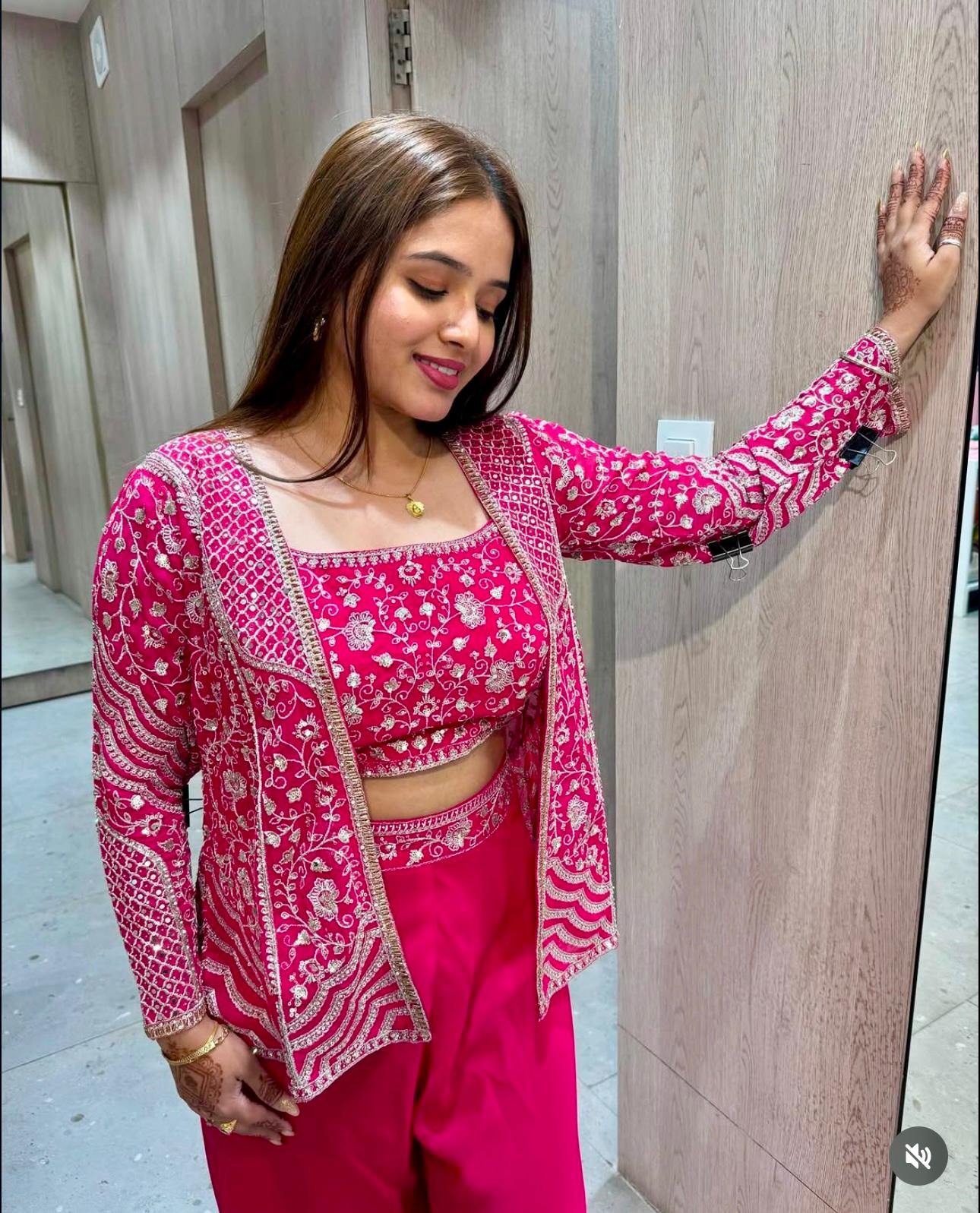 Rani Pink Palazzo Koti Blouse Set