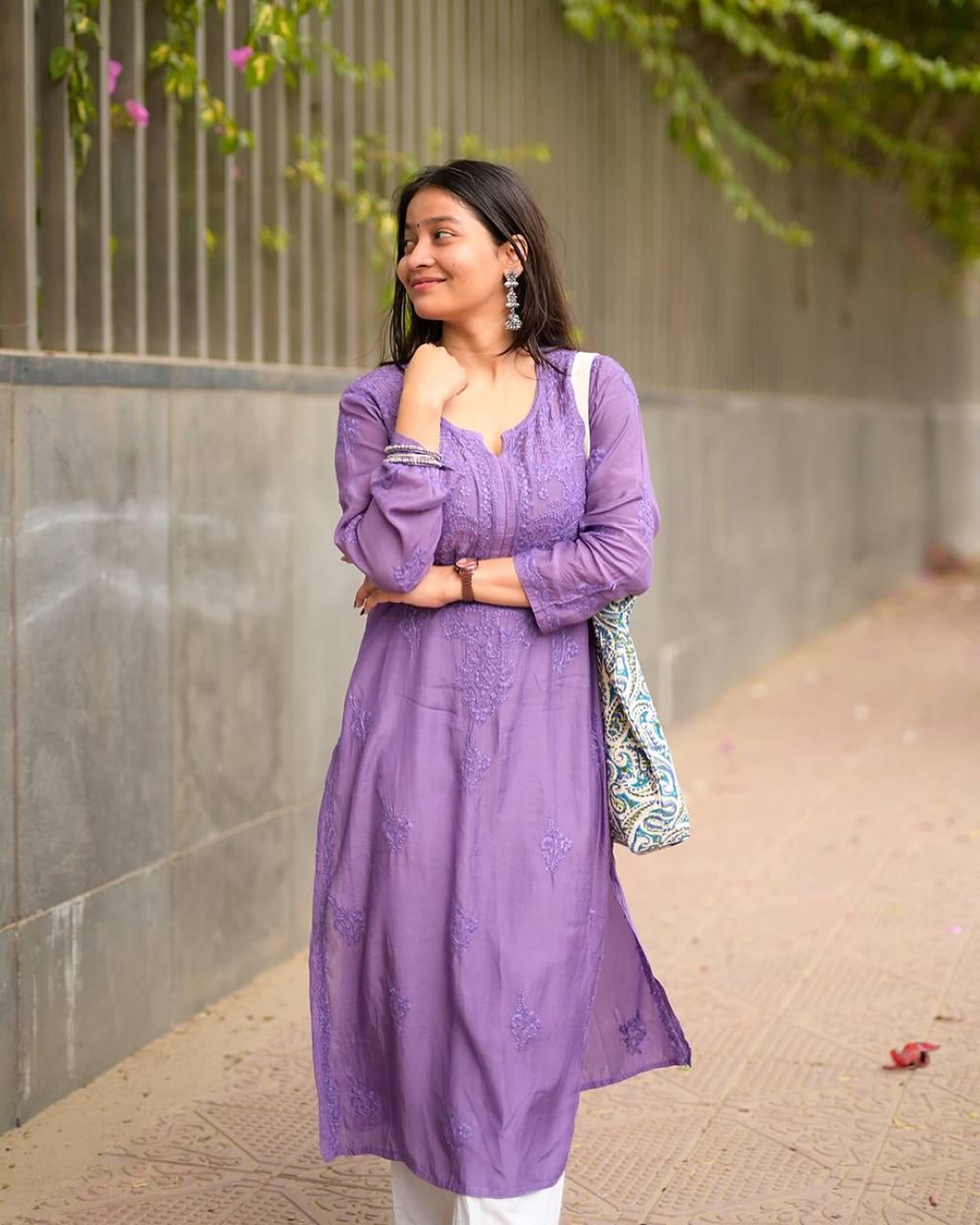 Beautiful Chikankari Rayon Kurti With Plazzo Set