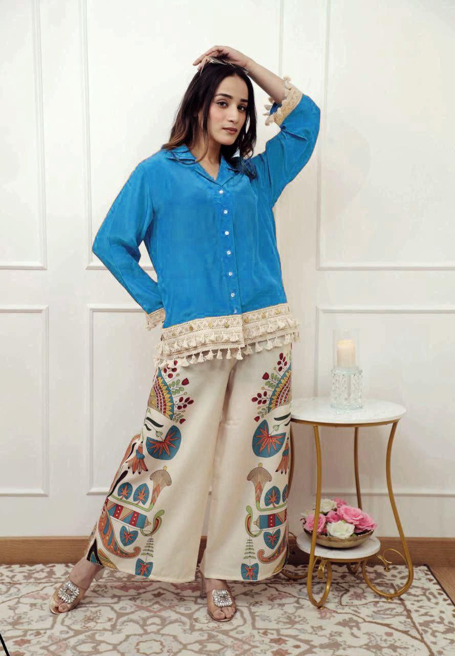 Pure Cotton A-Cut Top and Plazo Set