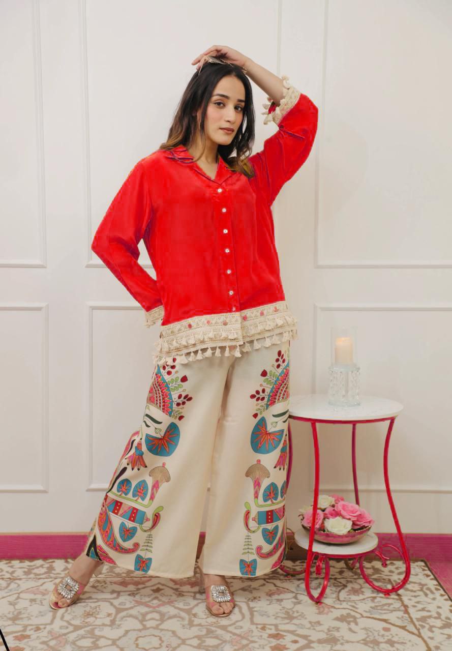 Pure Cotton A-Cut Top and Plazo Set