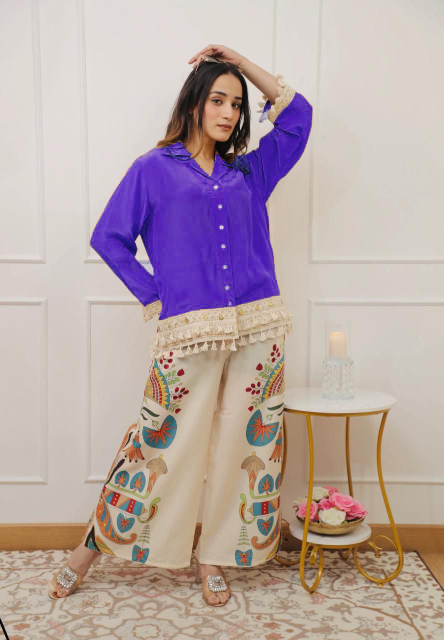Pure Cotton A-Cut Top and Plazo Set