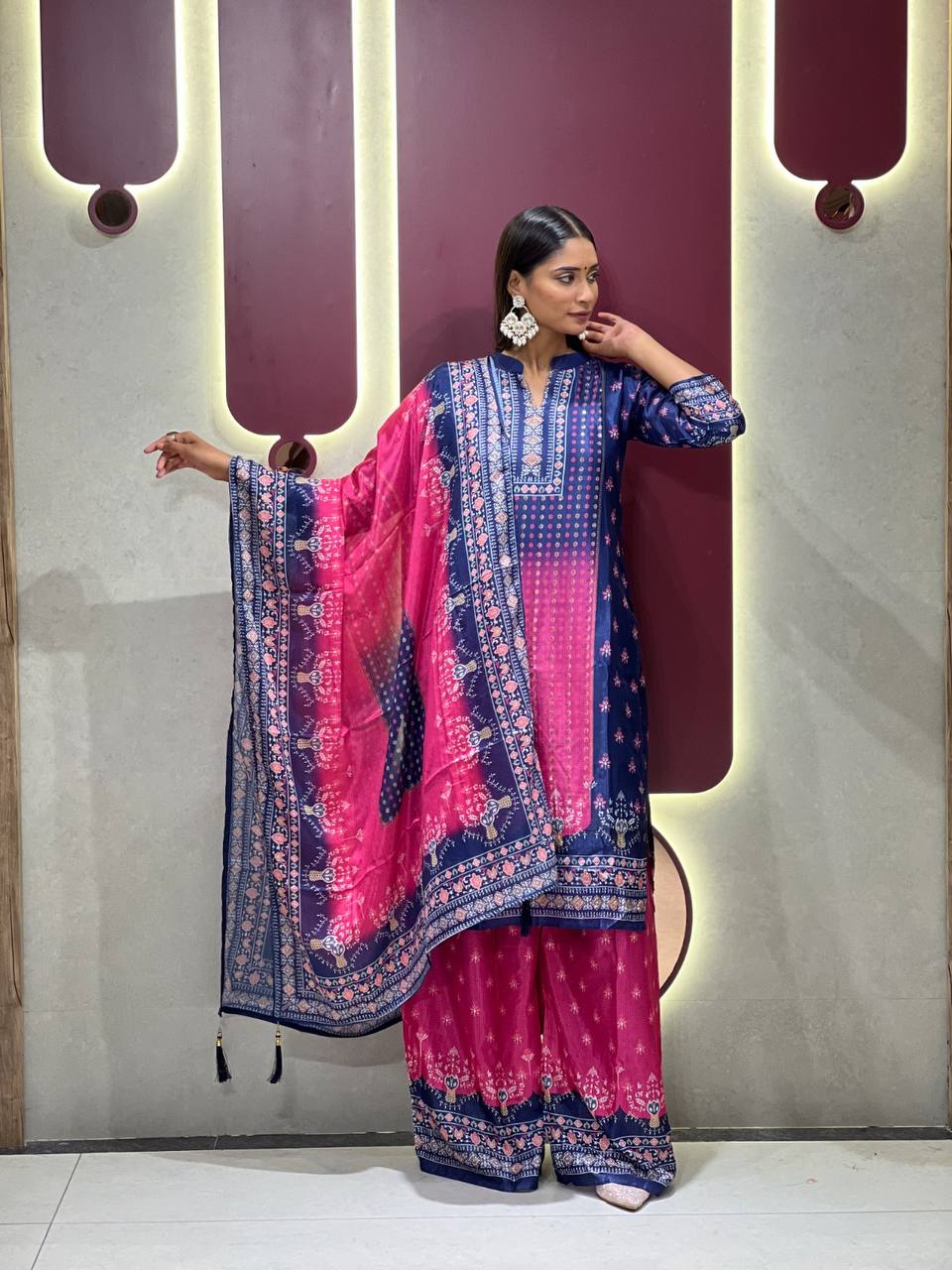 Exclusive Dual-Tone Chinon Kurta Set