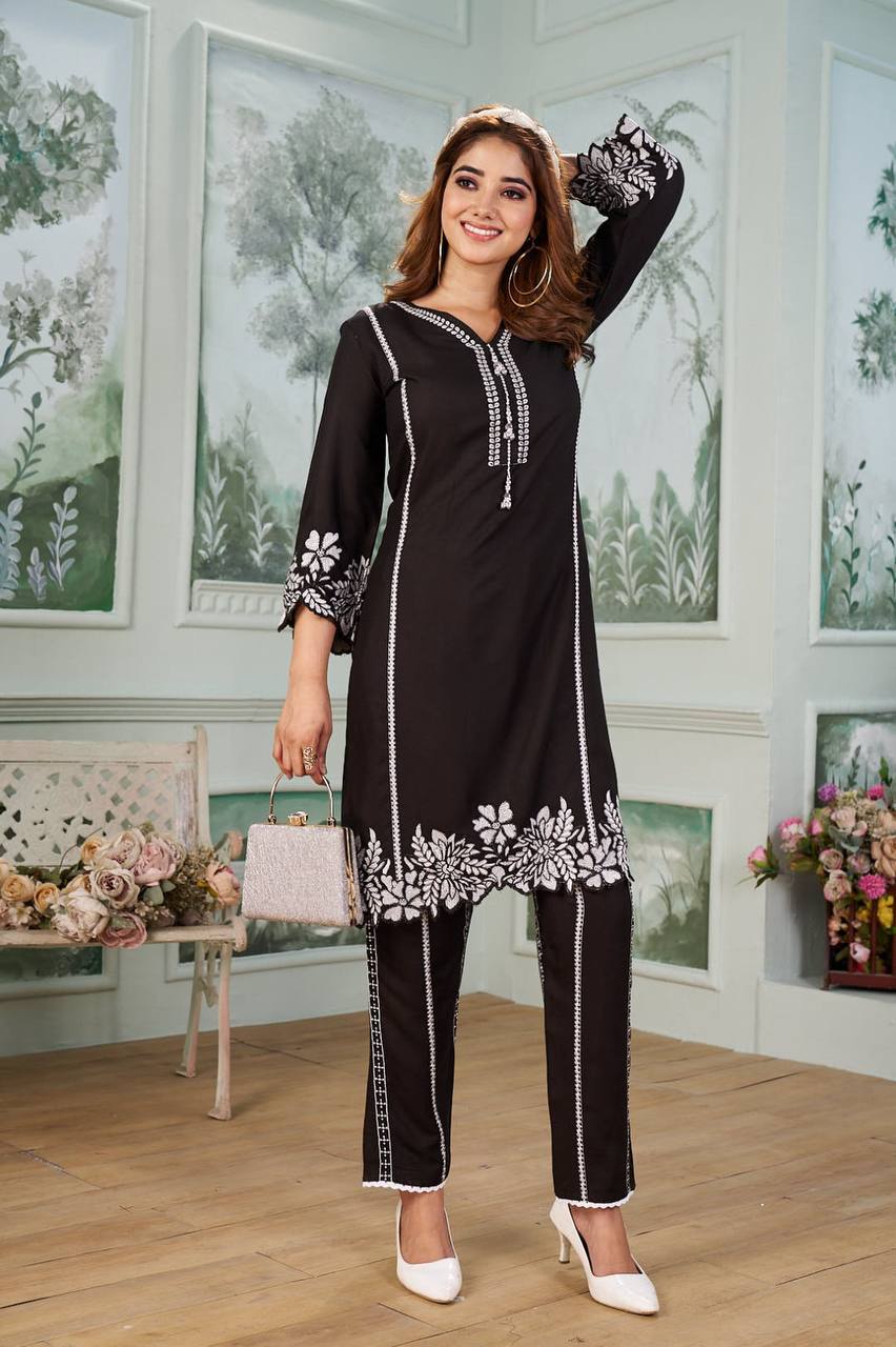 New Embroidered Reyon Co-Ord Set
