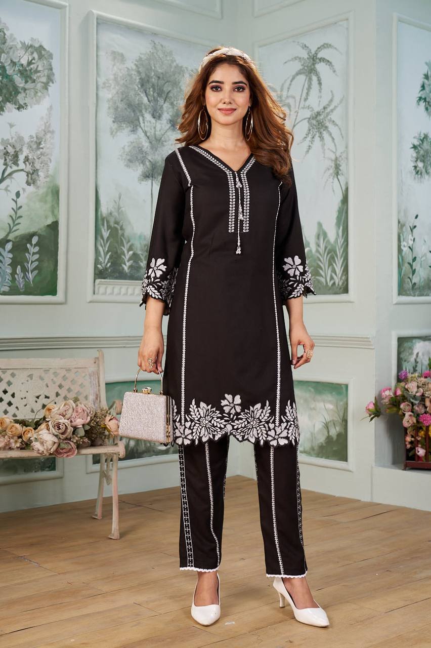 New Embroidered Reyon Co-Ord Set