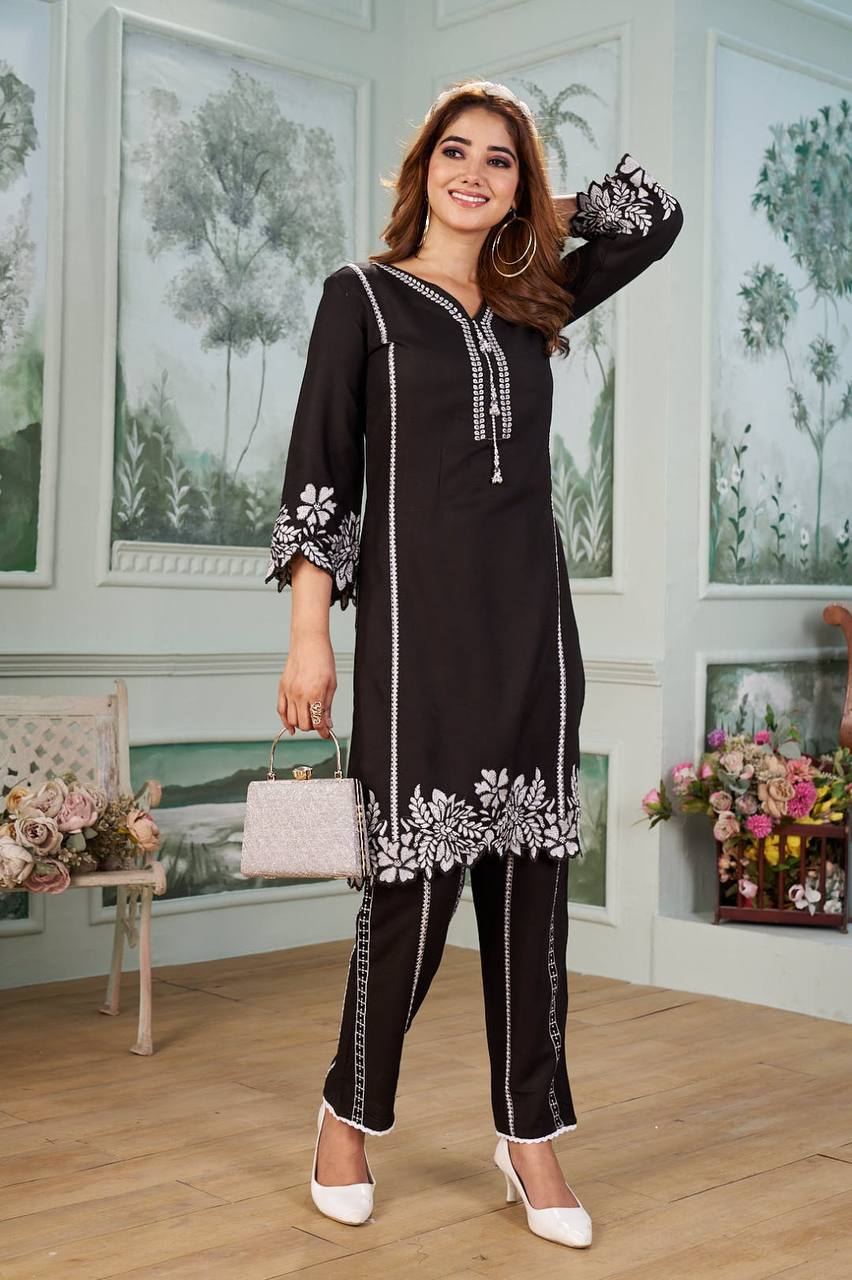 New Embroidered Reyon Co-Ord Set