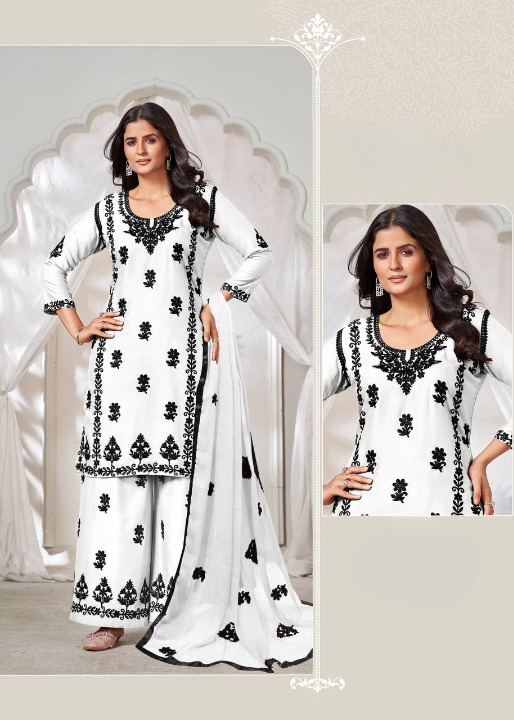 Trending Heavy Embroidery Work Kurti with Plazzo & Dupatta