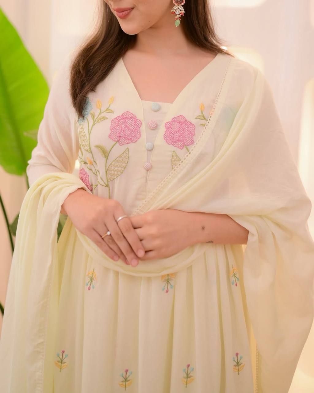 Exclusive Chanderi Embroidered Ethnic Outfit