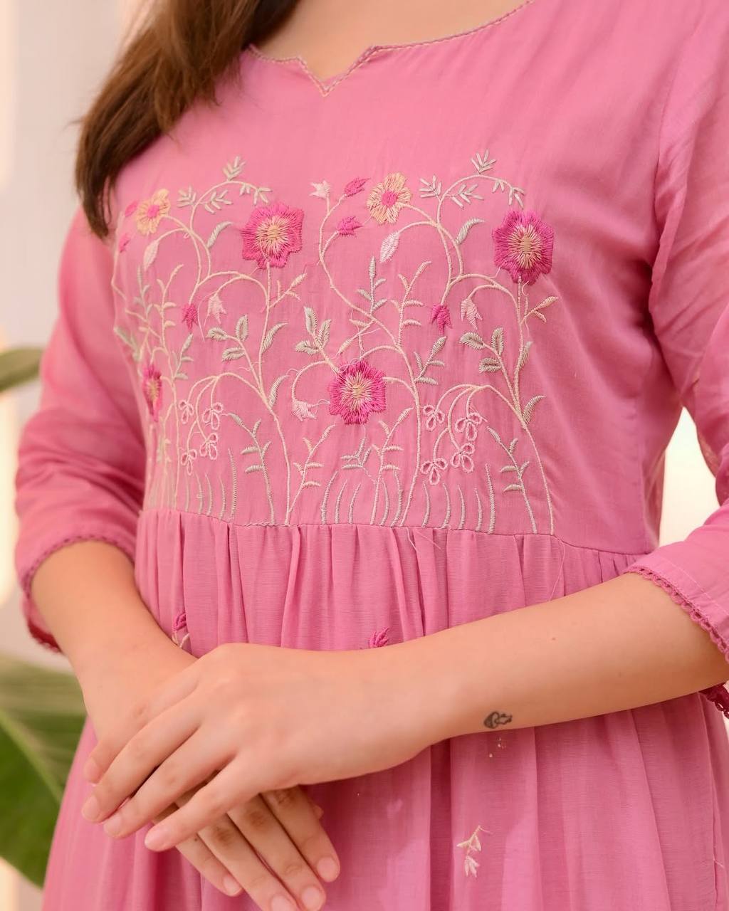 Exclusive Chanderi Embroidered Kurta Set with Dupatta
