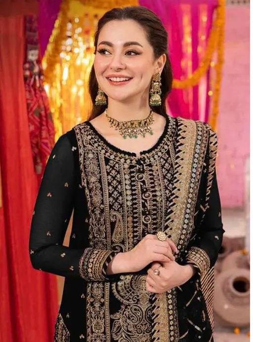 Trending Black Faux Georgette A-Line Kurta Set