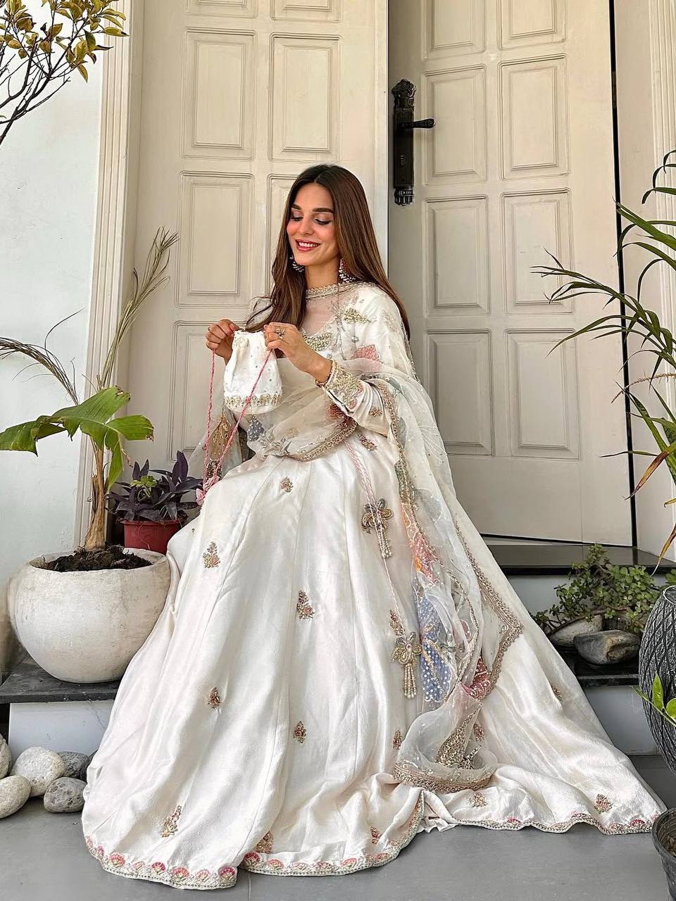 Exclusive Designer Sequence Embroidered 3-Piece Gown Set