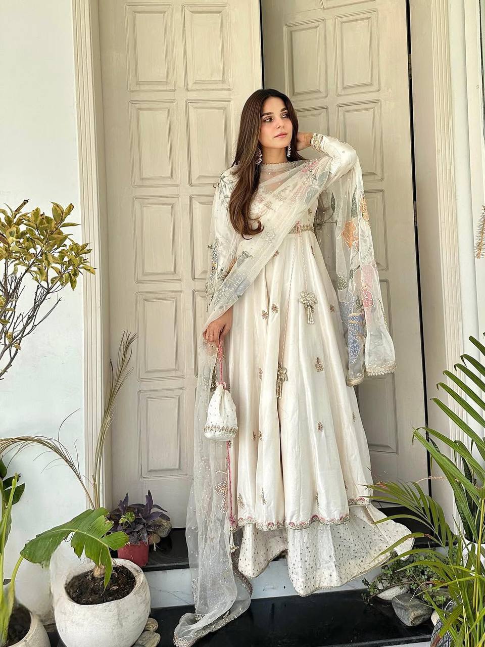 Exclusive Designer Sequence Embroidered 3-Piece Gown Set
