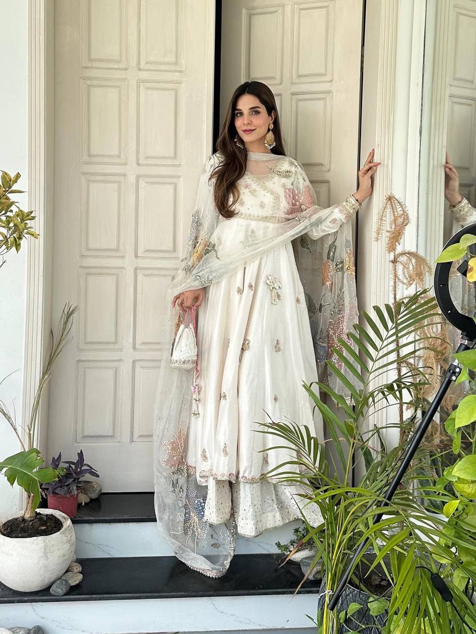 Exclusive Designer Sequence Embroidered 3-Piece Gown Set