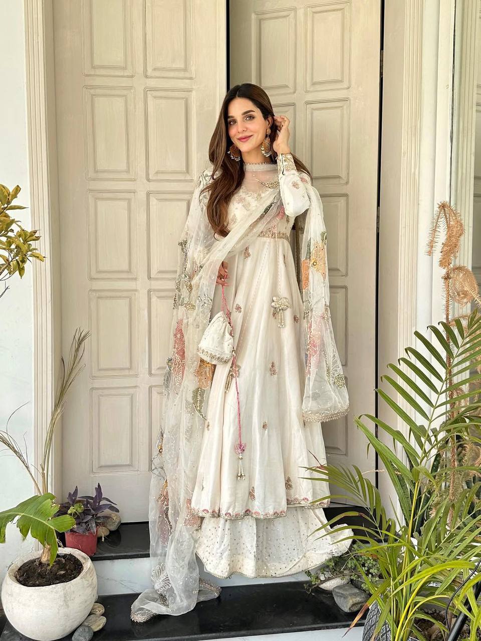 Exclusive Designer Sequence Embroidered 3-Piece Gown Set