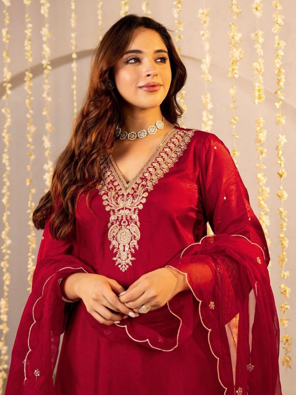 Premium Red Designer Kurta Pant Set with Dupatta