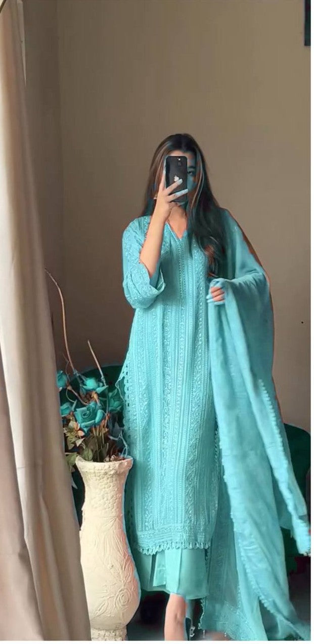 NEW EMBROIDERY WORK AND WORK PLAZO WITH DUPATTA
