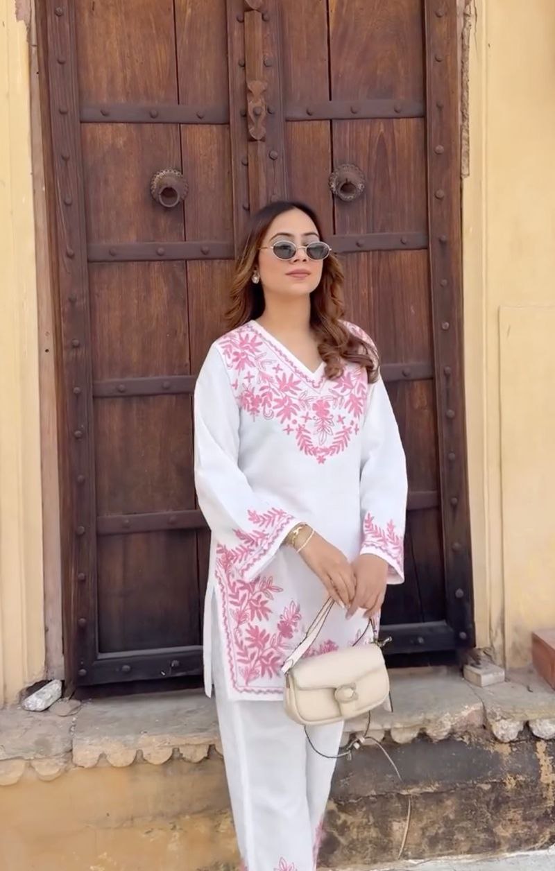 Timeless Pure Lilan Embroidered Kurti Set