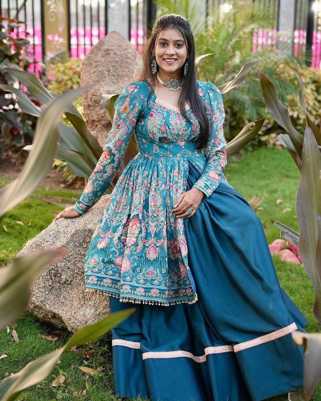 Printed Rayon Top With Ethnic Charm & Full Flair Lehenga