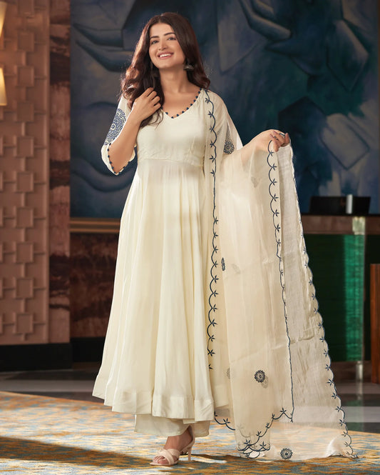 Elegant Georgette Anarkali Set with Real Mirror Work