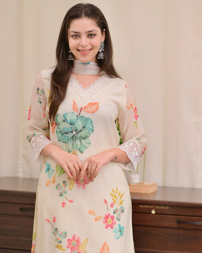 Beautiful Full Handwork Organza Suit Set