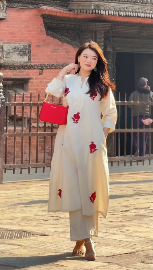 New Graceful Chanderi Embroidered Suit Set