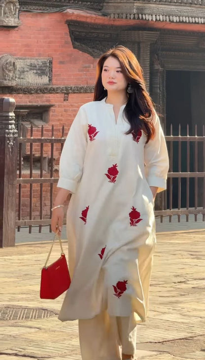 New Graceful Chanderi Embroidered Suit Set