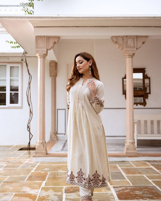 New South Cotton Embroidered Suit Set