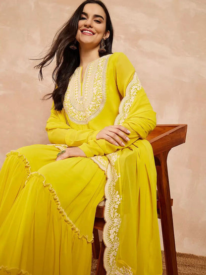 Elegant Faux Georgette Sharara Suit for Weddings & Festive Wear