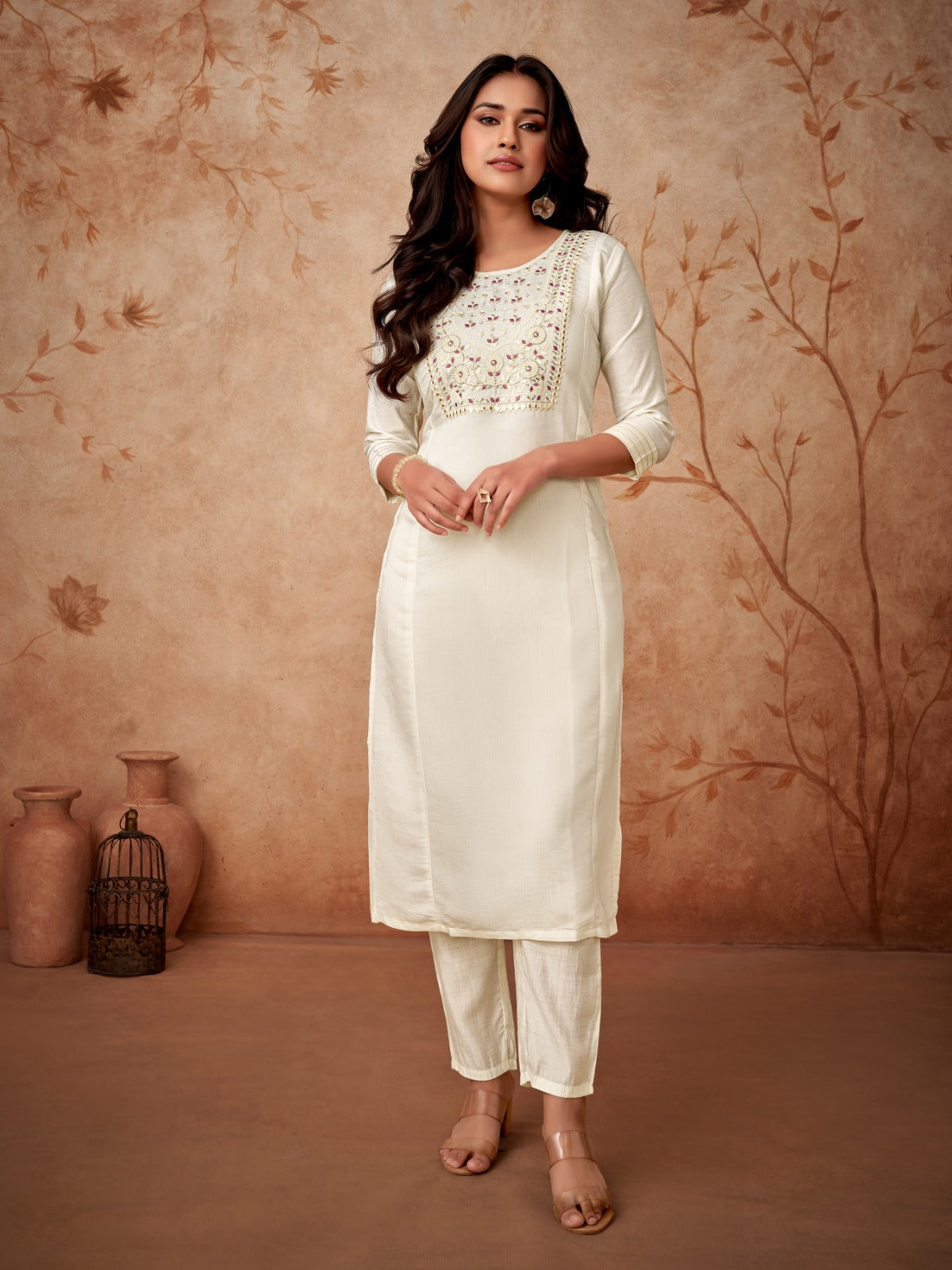 CHANDERI VISCOSE KURTA SET