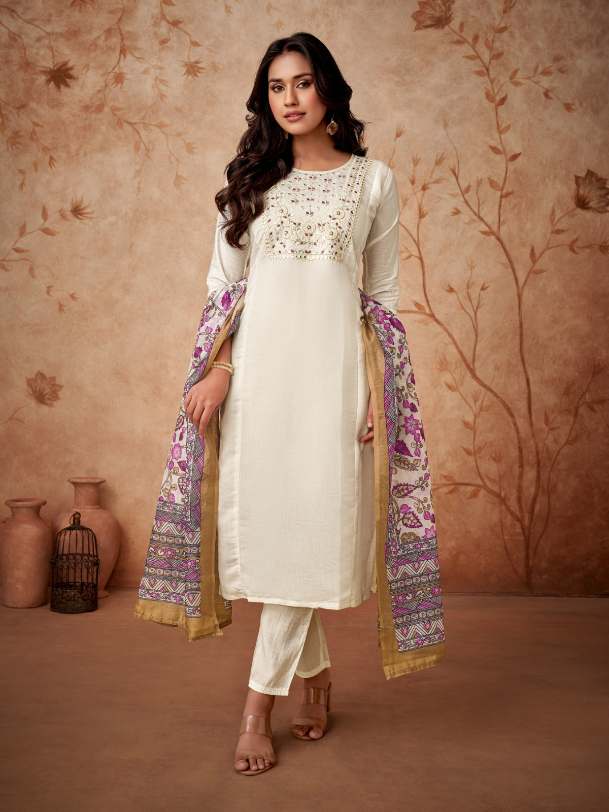 CHANDERI VISCOSE KURTA SET